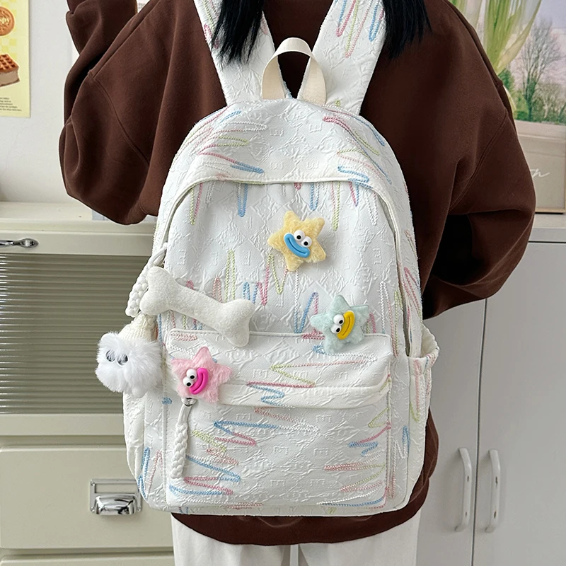 Mode femmes sac à dos de voyage décontracté couleur unie en Nylon mignon fille sacs à bandoulière nouveau sac d'école pour adolescente filles école sac à dos