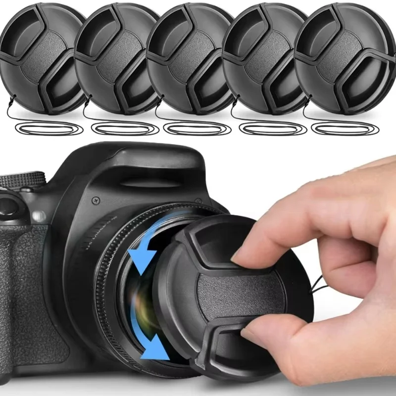 37 40,5 43 46 49 52 55 58 62 67 72 77 82mm Anti-Verlust-Kamera-Frontlinsenabdeckung für Canon Nikon Sony Fuji Lumix DSLR-Kamera-Objektivabdeckung Image