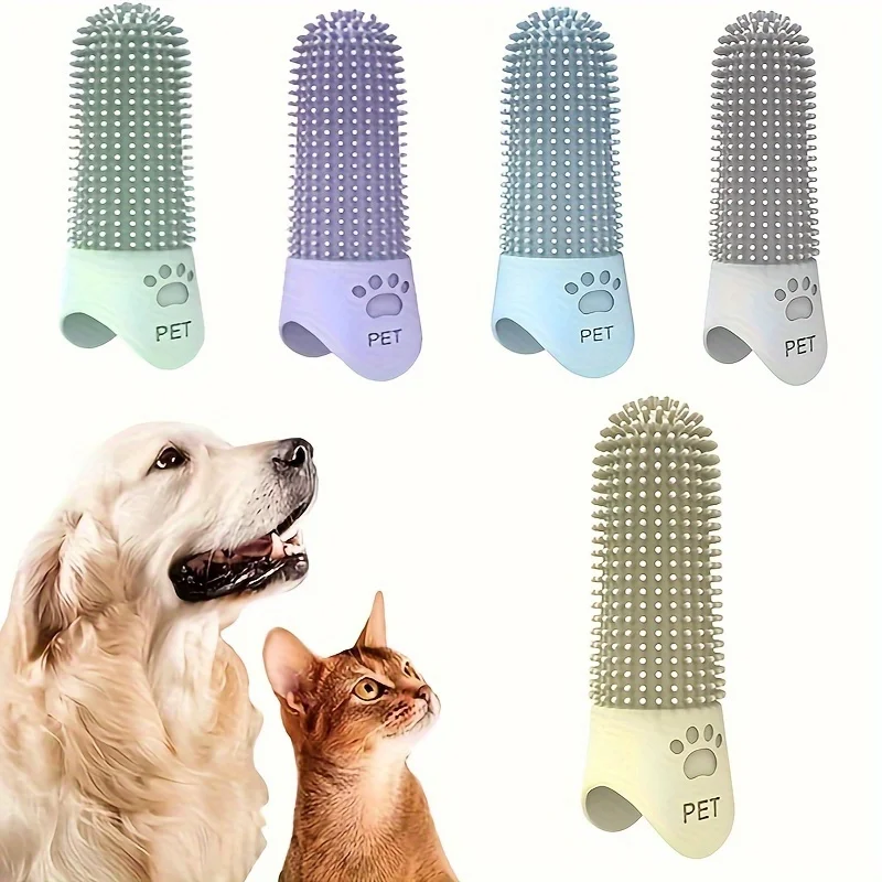 Weiche Silikon-Hundezahnbürste 360° ° Finger-Zahnbürste für Hunde und Katzen Langlebiges Haustier-Fingerbürstchen Zahnreinigungswerkzeug für Alle Rassen Image