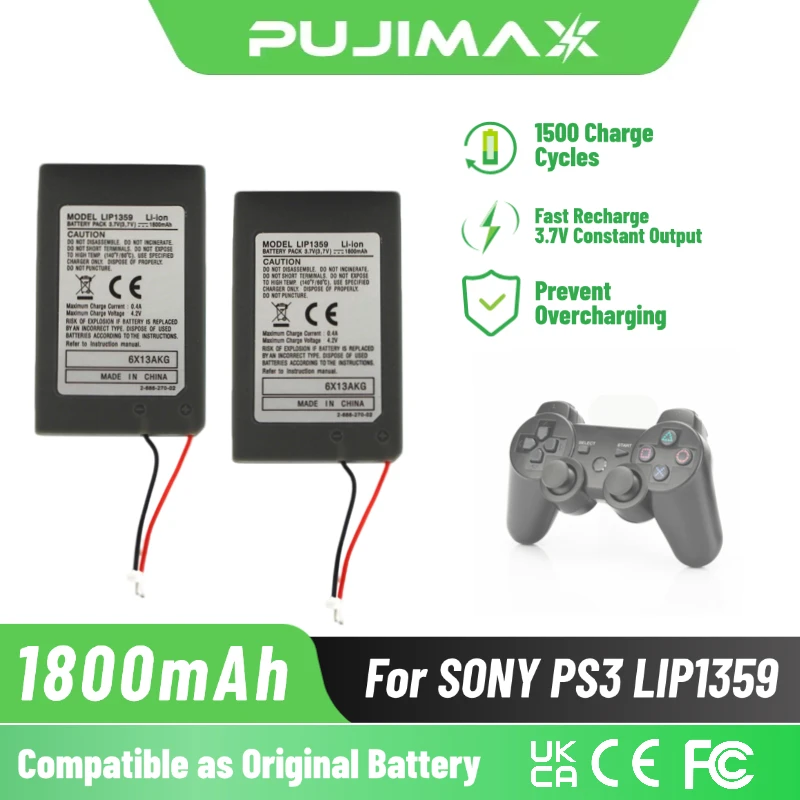 PUJIMAX für SONY PS3 Controller-Akku für Sony PlayStation 3 Sixaxis DualShock 3 CECHZC2E CECHZC2U Kabelloser Controller LIP1359