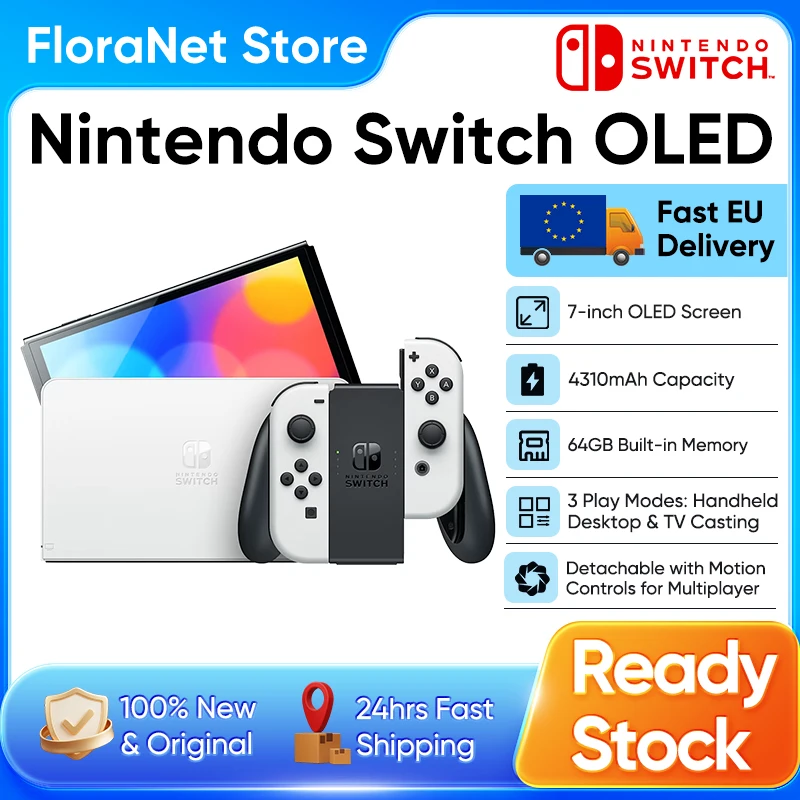 Nintendo Switch OLED-Modell 7-Zoll-Bildschirm Joy-Con-Griff Verbessertes Audio Einstellbare Konsole Stabiler TV-Modus Videospiel