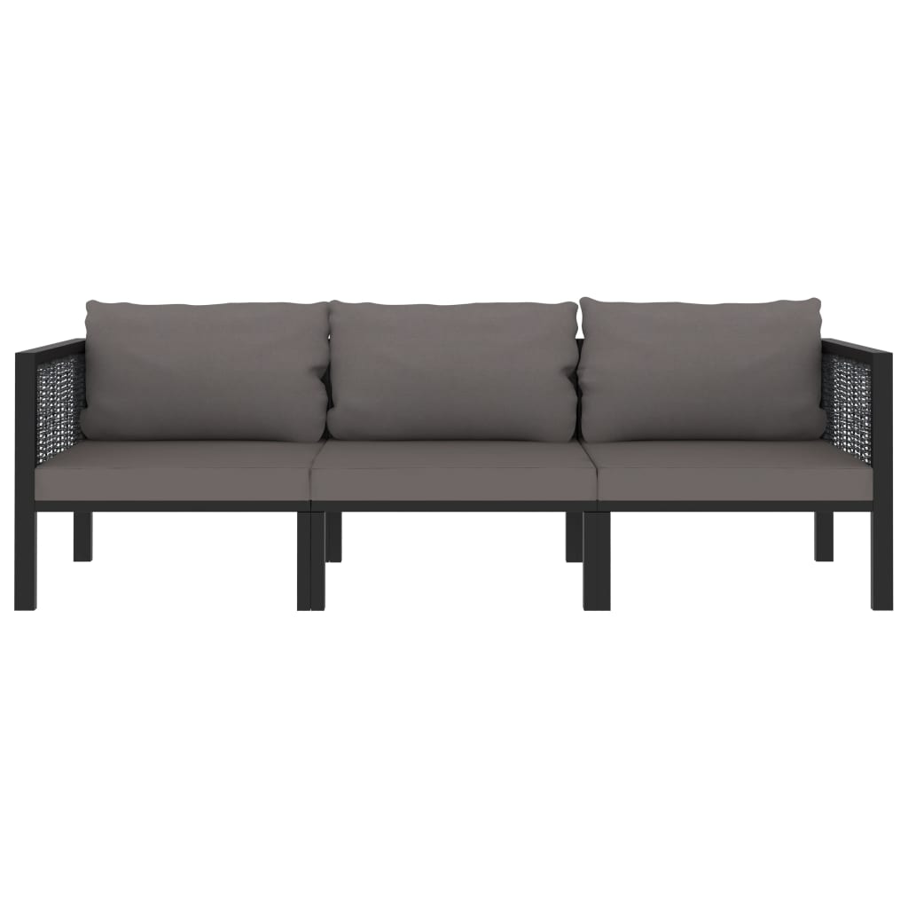 vidaXL 3-Sitzer-Sofa mit Auflage Anthrazit Poly Rattan Image