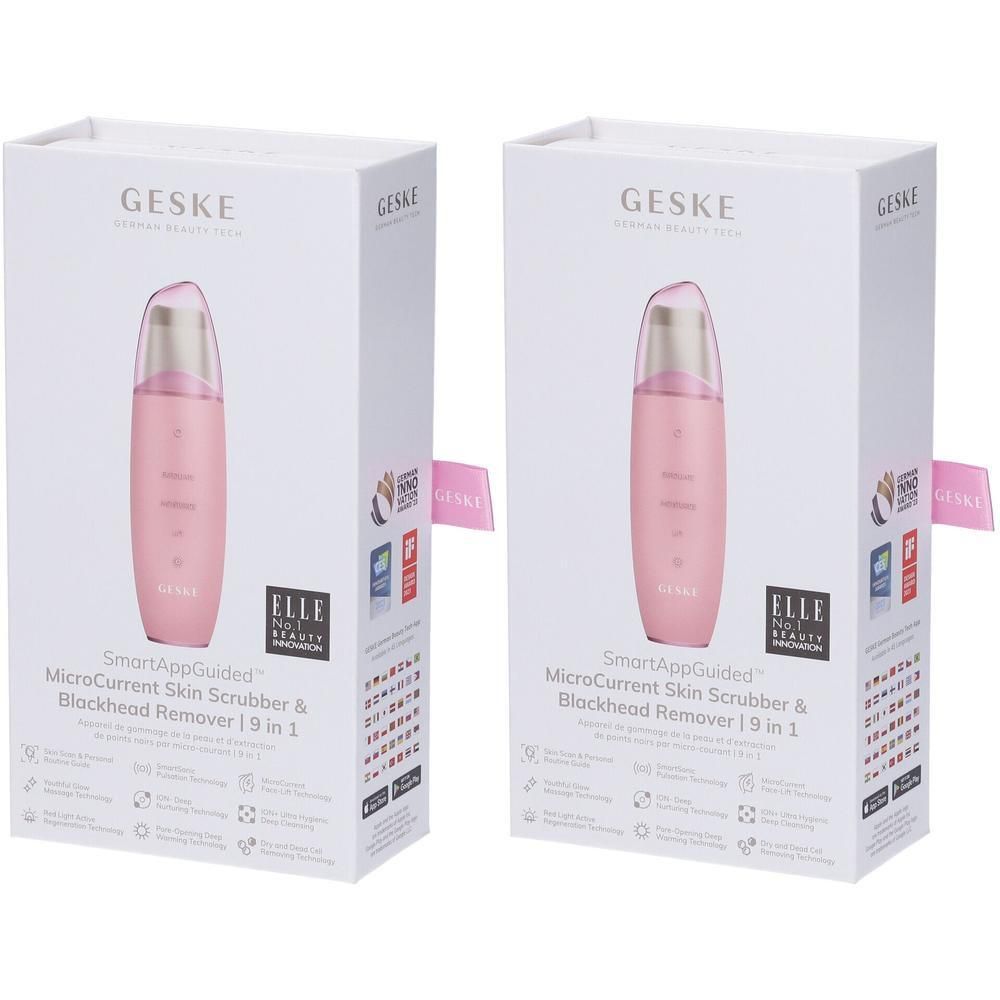 GESKE MicroCurrent Skin Scrubber & Blackhead Remover | 9 In 1 Rosa 2x1