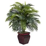 Nearly Natural Green 38 Areca with Decorative Planter Silk Plant