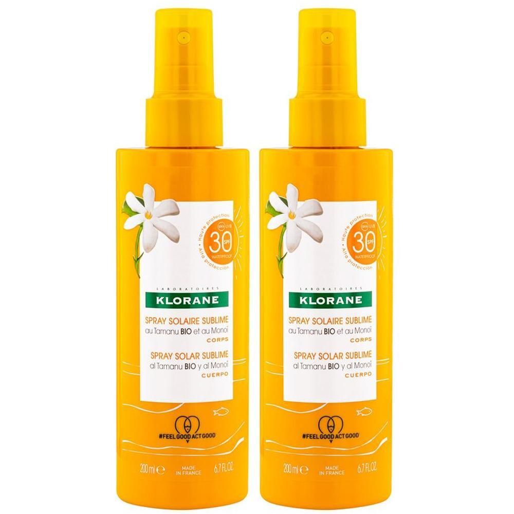 Klorane Spray Solare Sublime con Tamanu BIO e Monoi SPF 30 - Alta prot