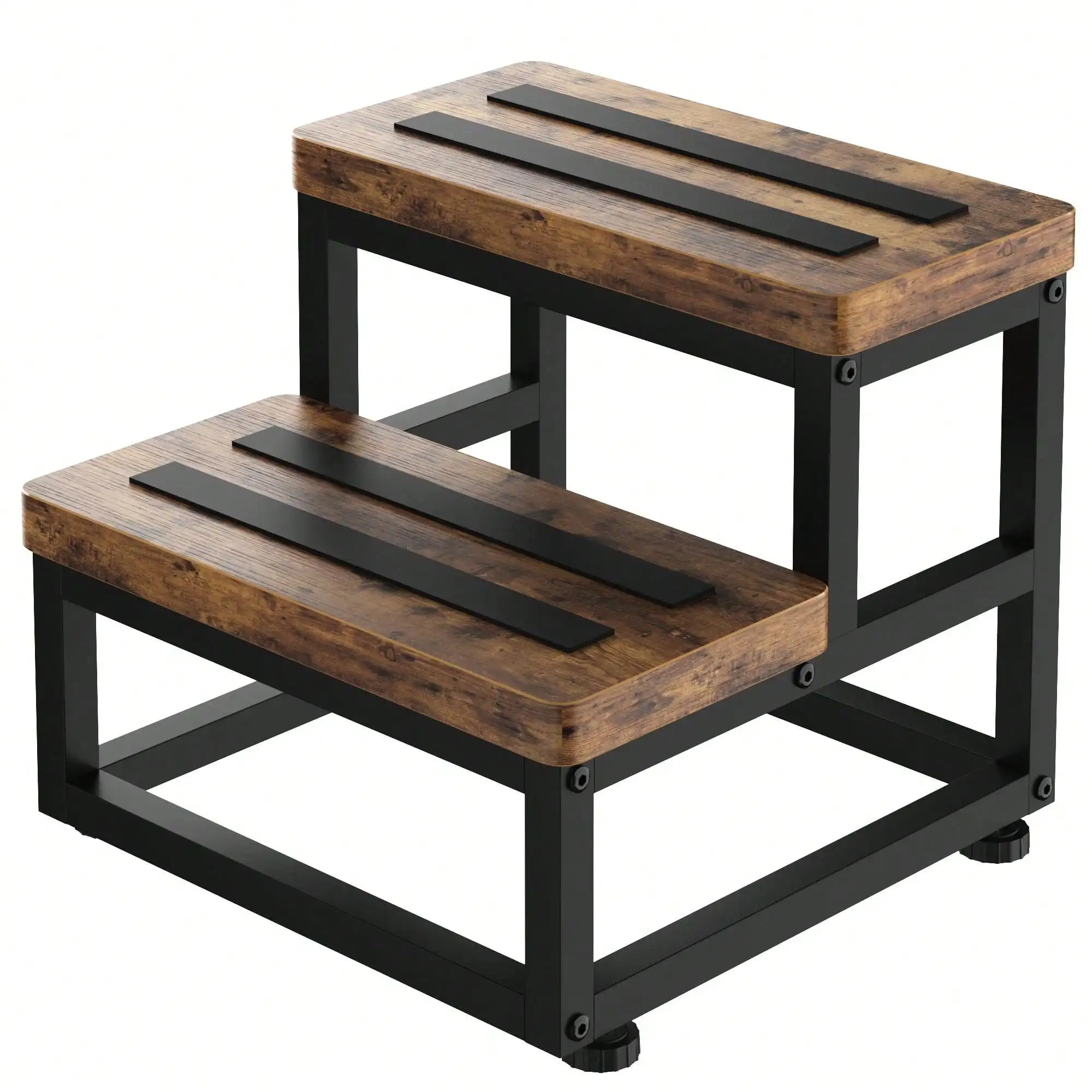 2-Stufiger Holz-Tritthocker für Erwachsene & Kinder, Rutschfester Sicherheits-Tritthocker mit 227 kg Tragkraft, Perfekt für Badezimmer, Toilette, Küche, Schlafzimmer und Wohnzimmer