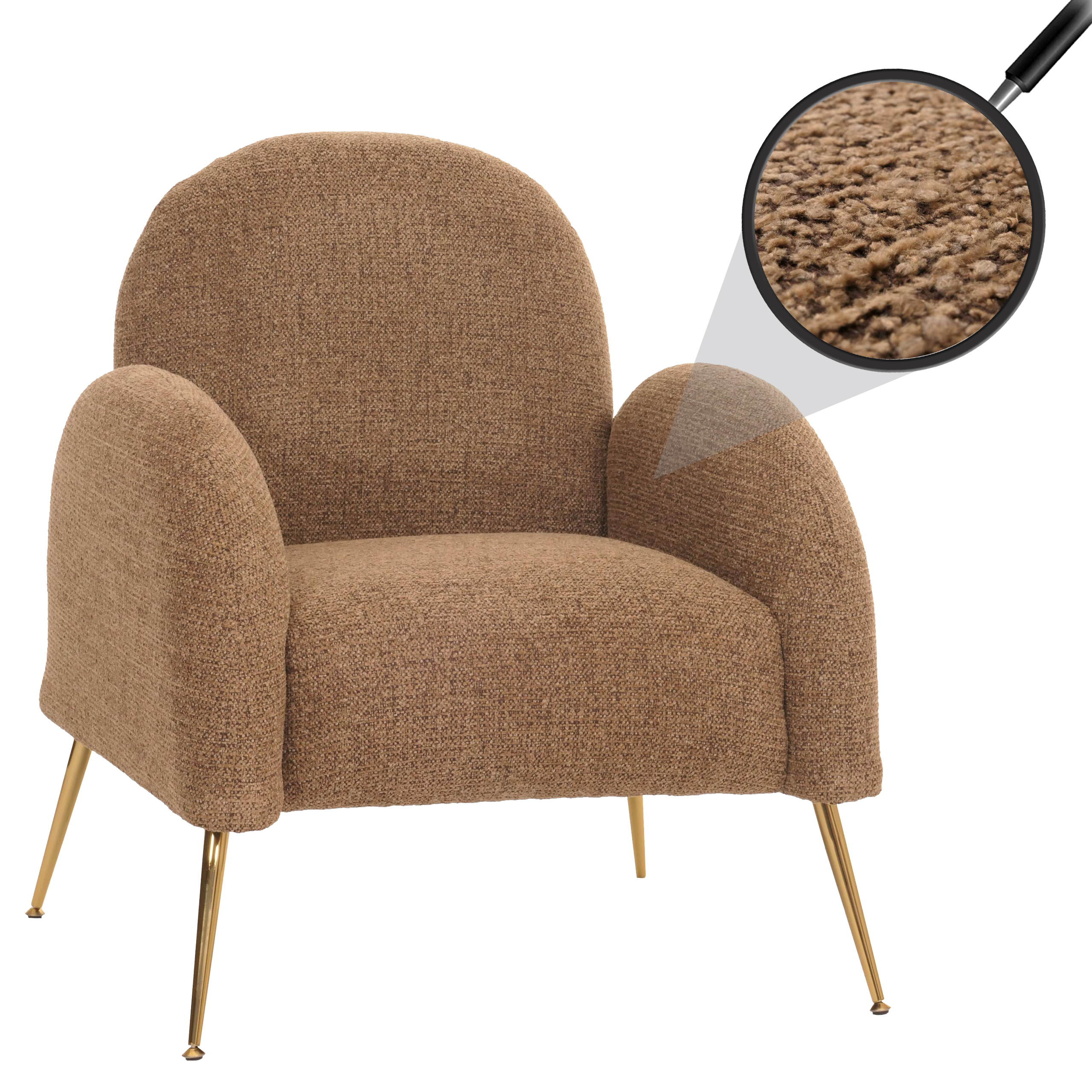 Lounge-Sessel HWC-N69, Cocktailsessel Sessel, Retro Nosagfederung Stoff/Textil Chenille ~ coffee