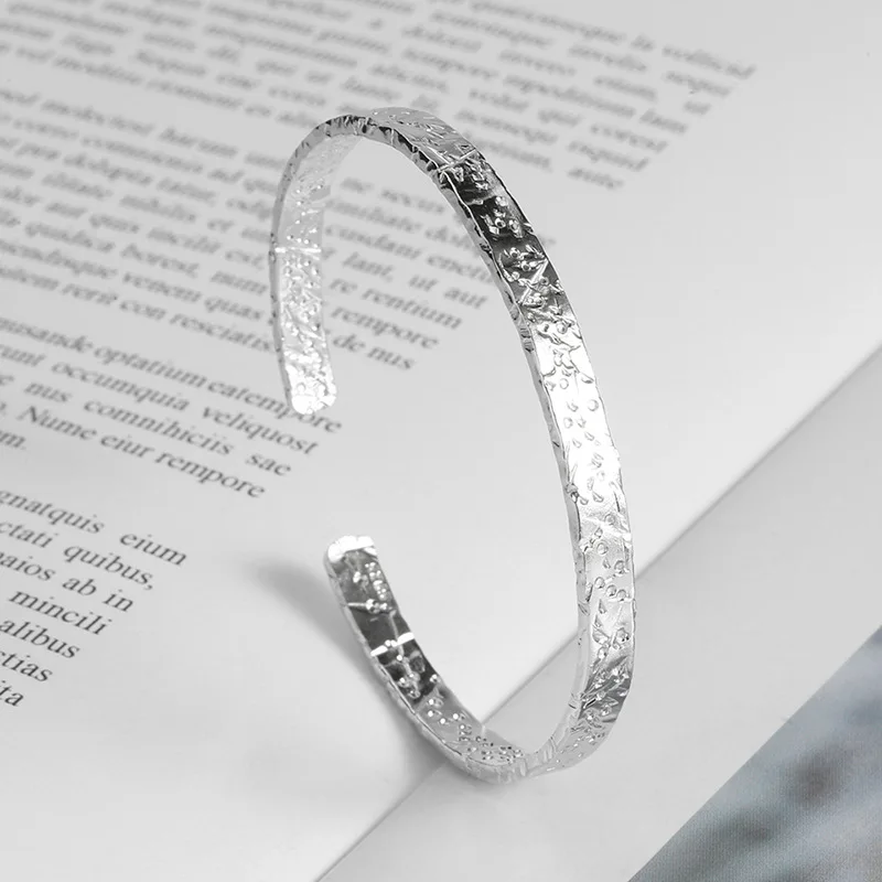 Buyee Einfache offene Armreifen aus 925er-Sterlingsilber, Kreis für Damen und Mädchen, modisch, Familie, Party, edler Schmuck Image