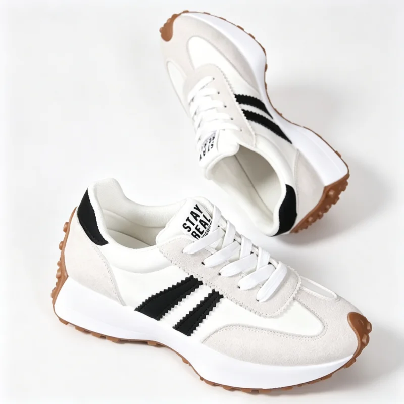 Modische neue elegante Schnürschuhe für Damen, Frühling/Herbst, runde Zehenpartie, dicke Sohle, bequeme Sportschuhe für den Alltag