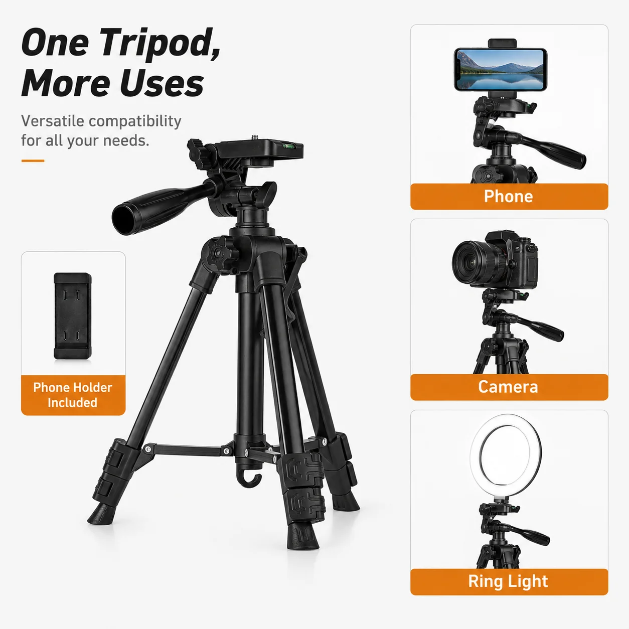 F30T Tragbares Kamerastativ, Verstellbarer Desktop-Telefonständer für DSLR Spiegellose Kameras, Projektor, Angellampe, Vlog, Live-Streaming Image