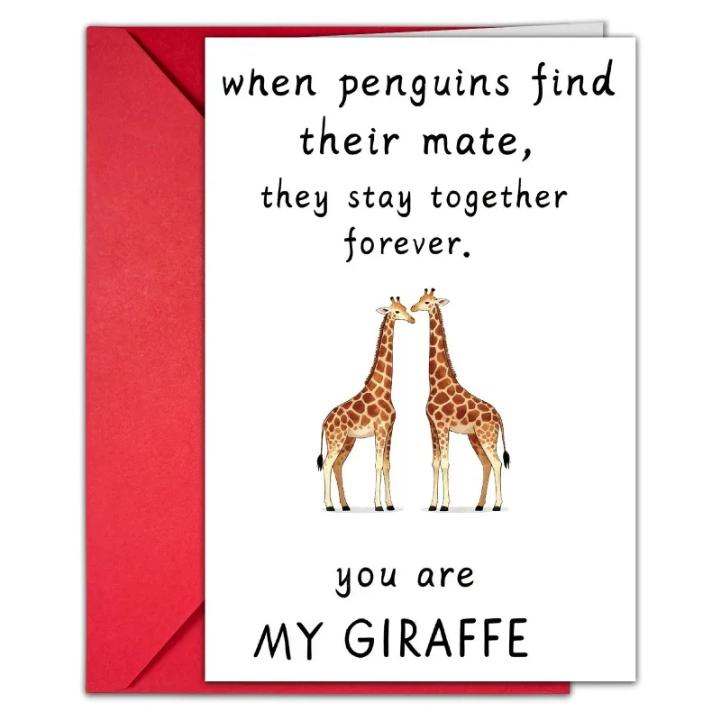 Cartoon-Tier-Illustration Valentinstag-Grußkarte mit Umschlag-Set Feiertags-Liebeserklärungskarte Image