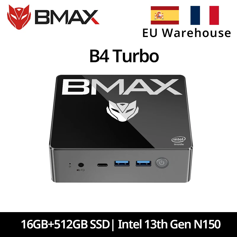BMAX B4 Turbo Mini-PC Intel 13. Generation N150 16GB DDR4 512GB SSD Windows 11 HDMI Type-C Bluetooth USB Mini-PC Image
