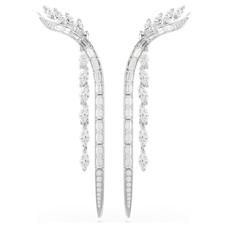 Mesmera Earrings, Mixed Cuts, Rhodium Plated - White - Swarovski Earrings