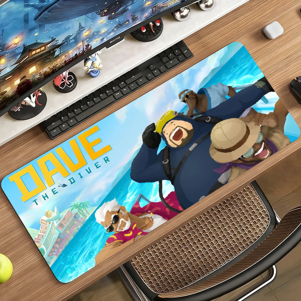 Game Daves the Diver Mauspad, große, rutschfeste, wasserdichte Matte, Tastaturunterlage mit genähtem Rand für Gaming, Alltag, Büro Image