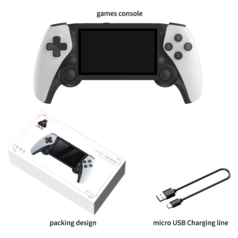 M25 Tragbare Handheld-Spielekonsole 64G/128G, Retro-Video-Gaming-Konsole, integrierte 20000+ Spiele, 30+ Emulatoren, 4,3-Zoll-IPS-Bildschirm Image