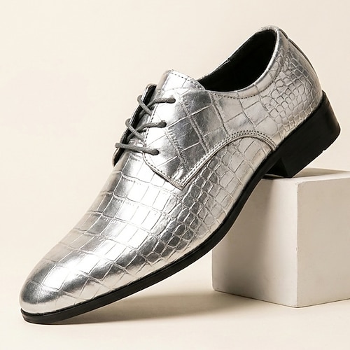 Herren Klassisch Hochzeit PU Leder Bequem Schnürung Silber Sommer Frühling Herbst Image