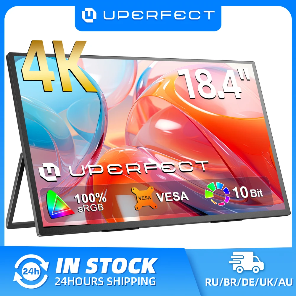 UPERFECT 18 Zoll großer Gaming-Monitor 4K PC-Display 3840*2160 HDMI USB C mit HDR FreeSync Externer Bildschirm für Laptop Switch Steam Deck PS4/5 XBOX ONE Image