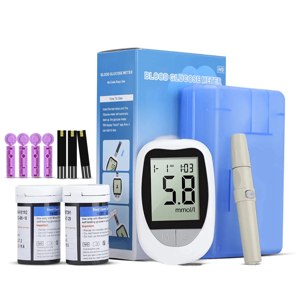 Medizinisches Glu kometer 50 stücke Teststreifen Lanzetten Blutzucker messgerät Kit Zucker monitor Glu kometro für Diabetes mmol/l oder mg/dl Image