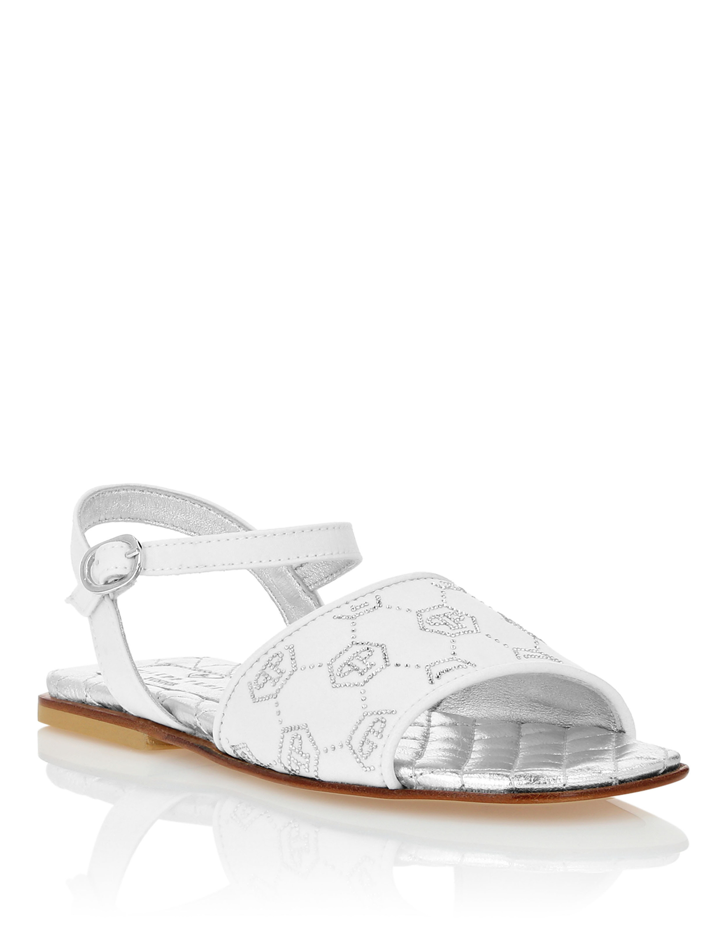 Satin Flat Sandals Monogram Strass EU 34