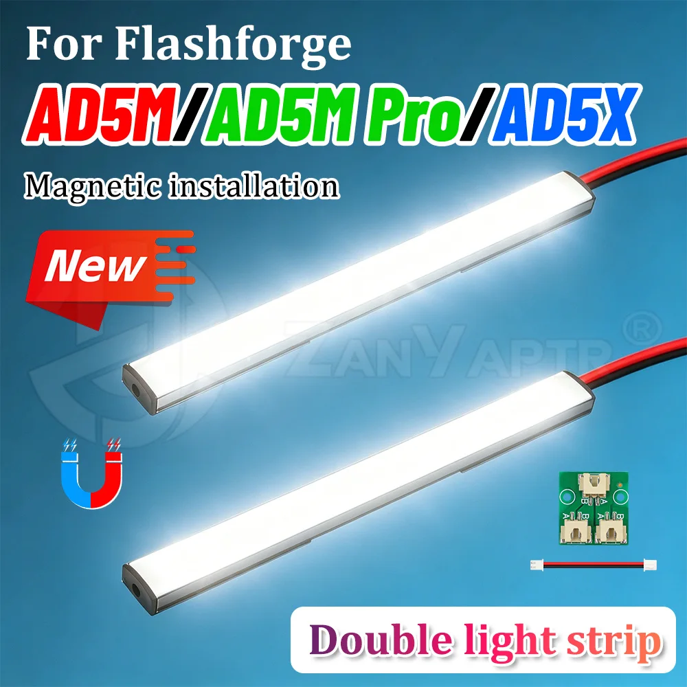 Magnetische Halterung, LED-Doppel-Lichtleiste, 24 V, für Flashforge Adventurer 5M AD5M AD5M Pro AD5X 3D-Drucker, interne hohe Helligkeit Image