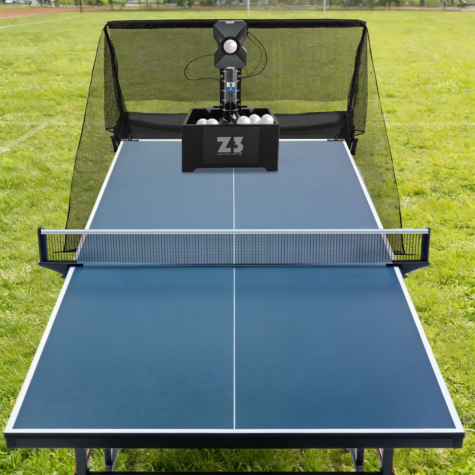 Tischtennisroboter mit Doppelrad, 35–90 Bälle/min, einstellbare Geschwindigkeit, kurzer und langer Ball für Anfänger, fortgeschrittenes Training, EU-Stecker Image