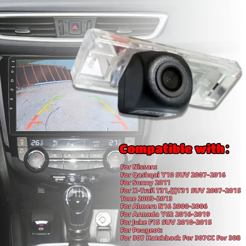 Ersatz-Rückfahrkamera, ersetzt die Nummernschildbeleuchtung, für Nissan Qashqai X-Trail & PEUGEOT 307 308 Image