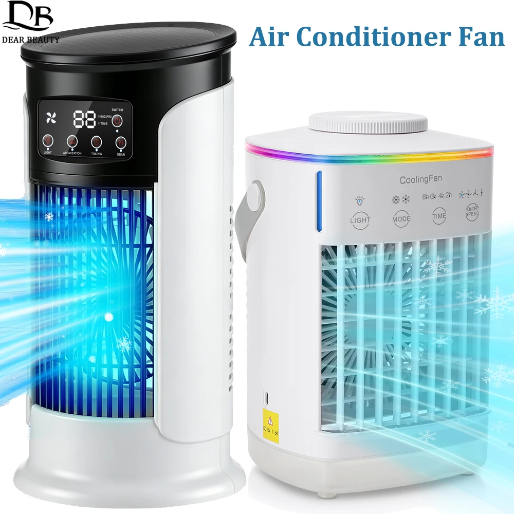 Ventilateur de climatisation de bureau, ventilateur de refroidissement portable avec lumière LED nocturne, humidificateur, mini ventilateur de refroidissement à eau et à glace pour la maison et le bureau