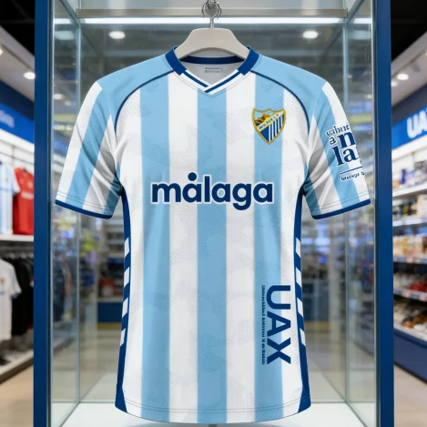 Maillot de football Malaga CF 2025-26 domicile, imprimé 3D, pour adultes et enfants, t-shirt athleisure familial, été, séchage rapide, doux, confortable, léger