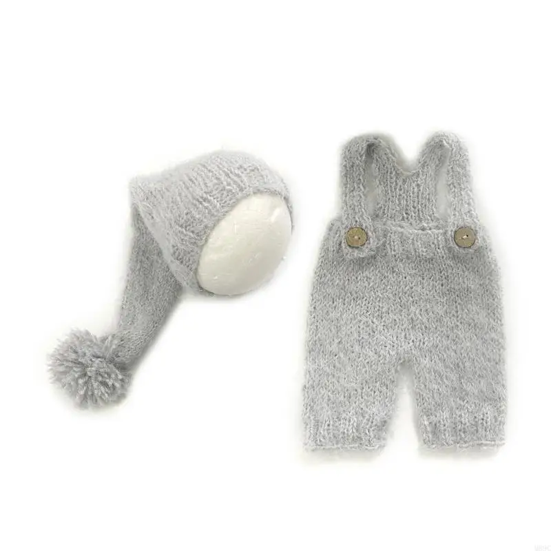 M89C – vêtements Photo pour bébé, pantalon Mohair, chapeau à longue queue, ensemble costumes pour nouveau-nés, cadeau pour