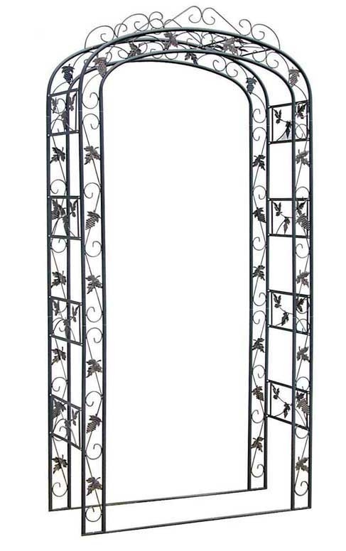 DELUKE Rosenbogen ELLEN Verziert 120x45x240cm, Metall, Schwarz Rankhilfe Rosen Rankgitter Gartendekoration Image