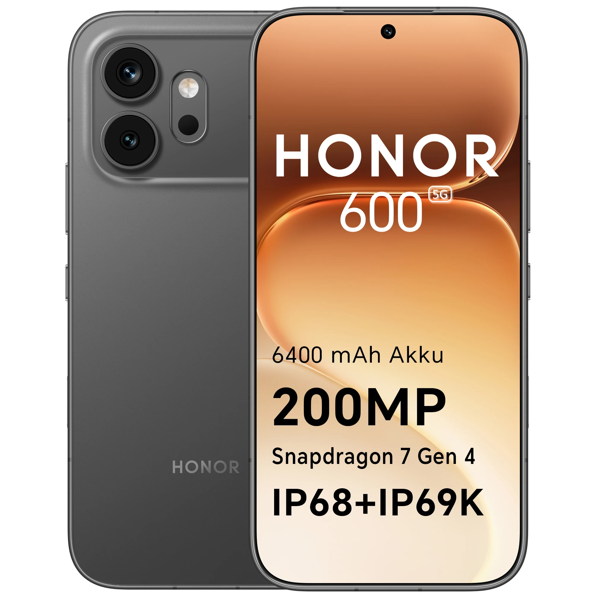HONOR 600 Smartphone 5G,Dual SIM, 8GB RAM 256/512GB, Simlockfrei Android-handy (200MP AI-Kamer, 6,57 Zoll AMOLED Eye Comfort Display 8000nits, 6400 mAh, Snapdragon 7 Gen 3 smartphone), Android 16