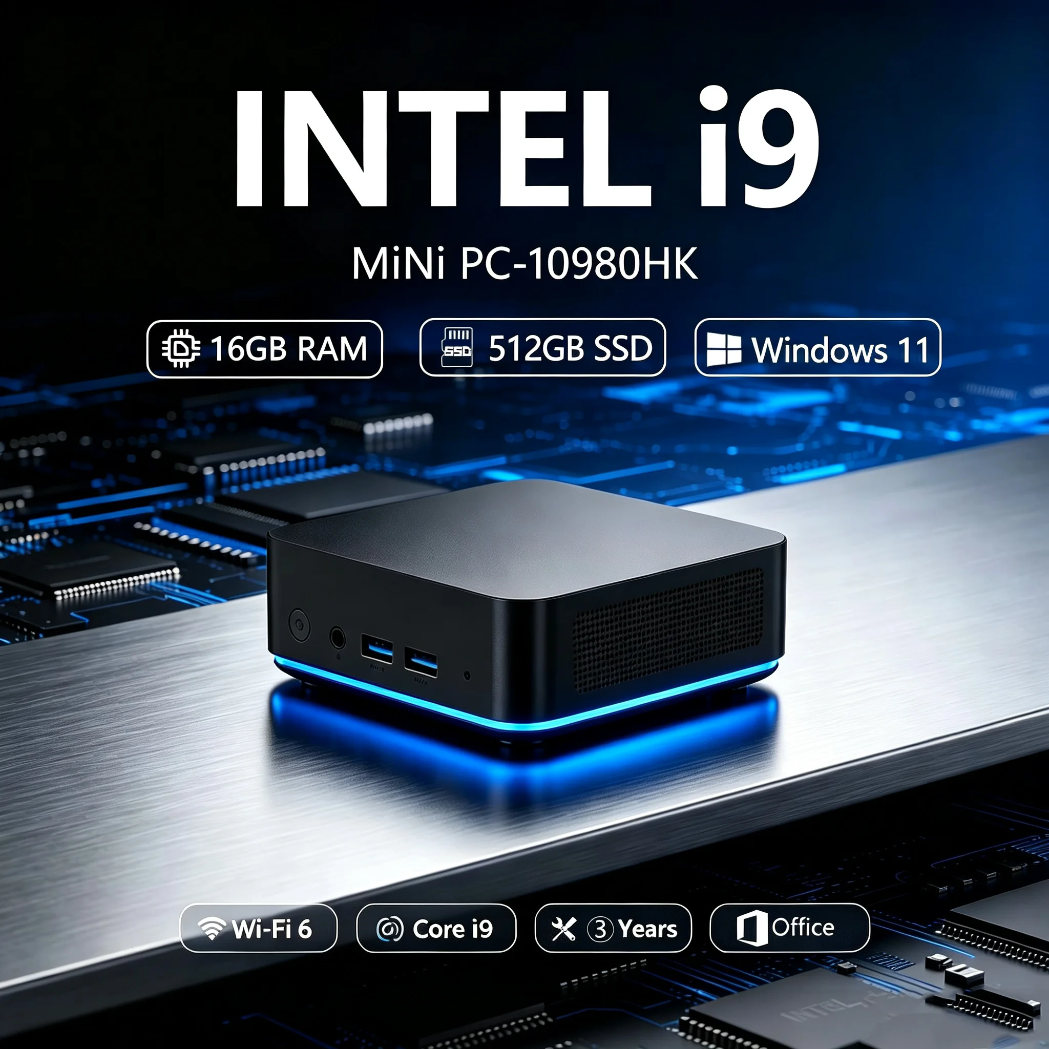 Mini-ordinateur de bureau 2026, Intel Core I9 10980HK, 16 Go DDR4, 1/2 To SSD, PC Windows 11, carte graphique UHD, PC de poche 4K HD