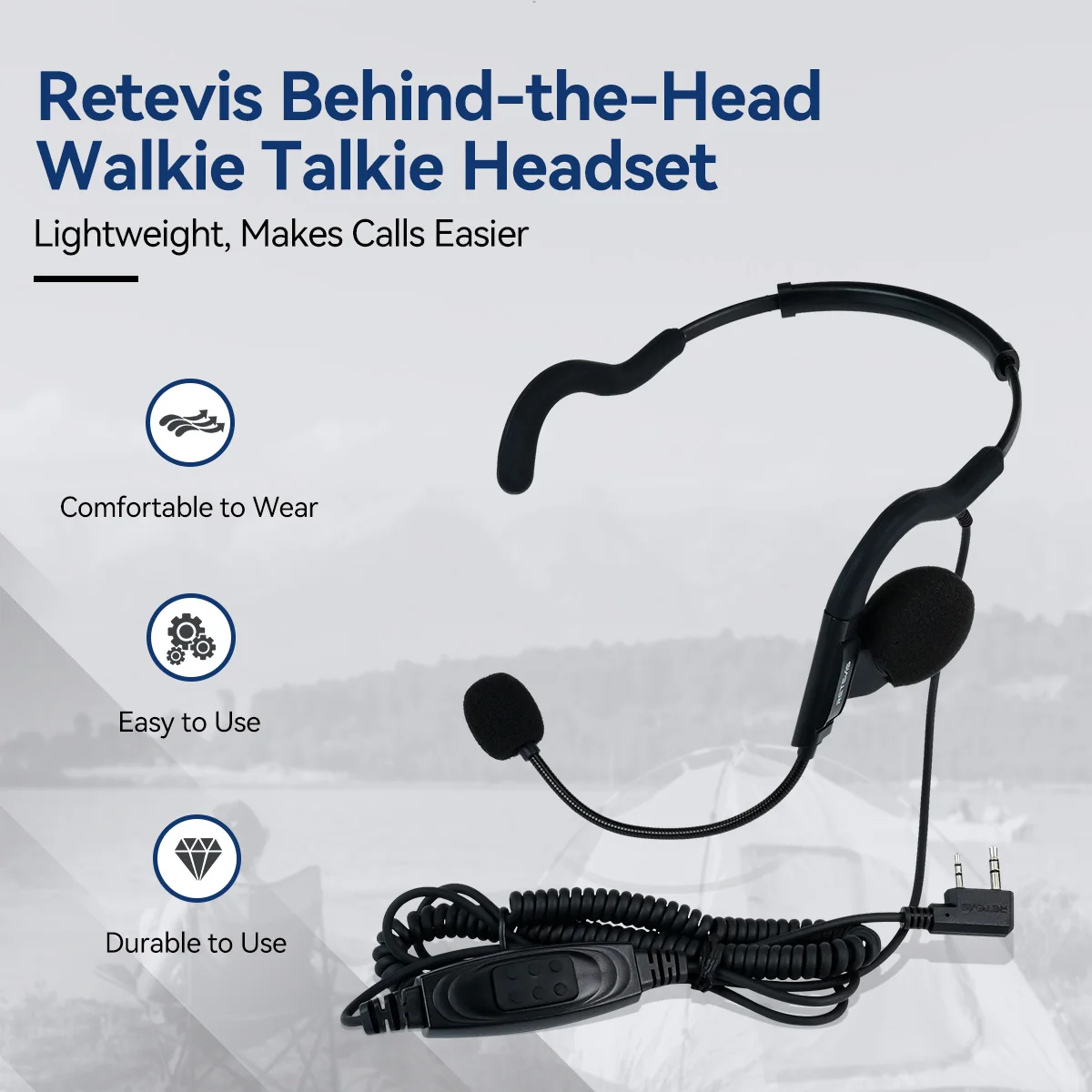 Retevis EHK014 RT3S Walkie Talkie Headset K2 Pin Connector PTT Tragbare Ohrhörer Spiralkabel Einstellbares Radio für RT622 H777 Image