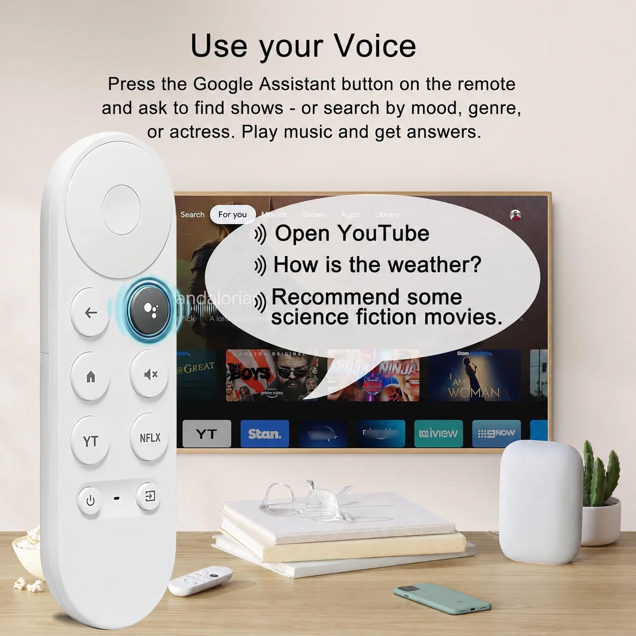 Sprachersatzfernbedienung, Modell G9N9N. Kompatibel mit Chromecast mit Google TV, Google TV Streamer. Exklusiv für Google Snow Image