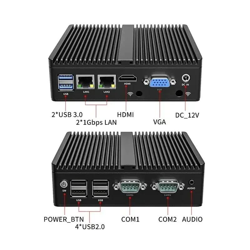 Metal Case Mini PC Intel N2840 Desktop Computer Pfsense DDR3L Msata SSD 2Lan 2COM VGA HD Display