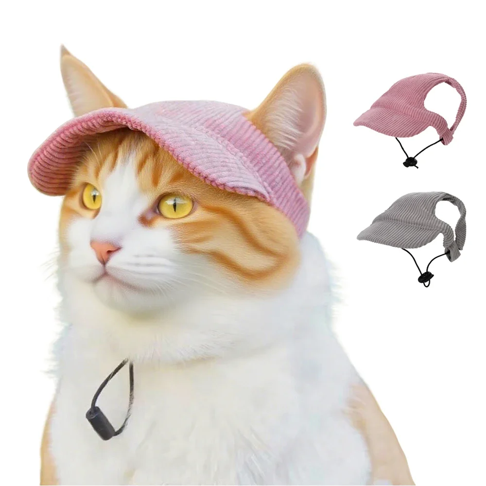 Niedliche Mütze für Katzen und Hunde, verstellbare Kätzchen-Sport-Baseballkappe mit Ohrloch, Haustier-Katzen-Sonnenhüte, Geburtstagsfeier, Kopfbedeckung, Zubehör Image
