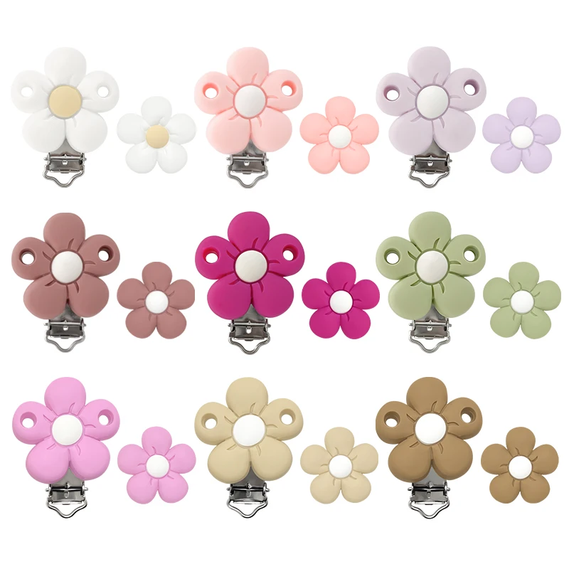 1/3/10 stücke Silikon Blume Schnuller Clips Food Grade Beißringe Für Baby DIY Baby Schnuller Pflege Schnuller kette Zubehör Image