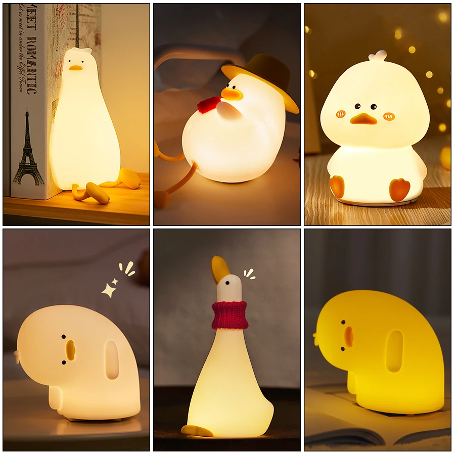 Wiederaufladbare LED-Nachtlicht-Entenschlag-Silikonlampe, niedliche Kinder-Nachtlichter für Zuhause, Nachttisch, Raumdekoration, Geburtstagsgeschenk