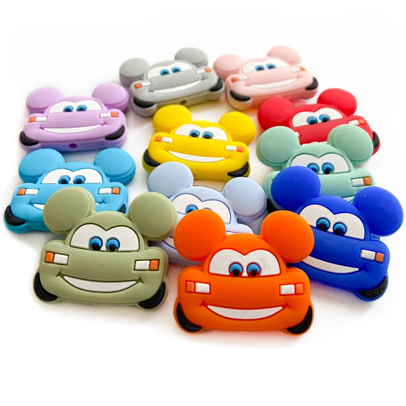 10 Stück Silikon Baby Perlen Ohren Auto Perlen Zähne Baby Spielzeug DIY Schnuller Kette Halskette Zubehör