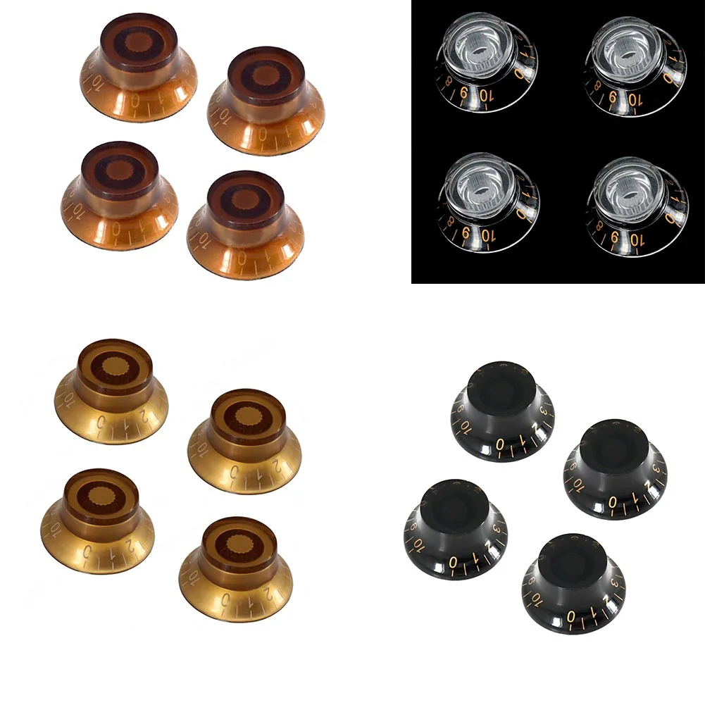 4 Stück E-Gitarren-Drehknöpfe Top-Hat-Geschwindigkeitsregler Lautstärke- und Tonregler für E-Gitarre Musikinstrumententeil Image