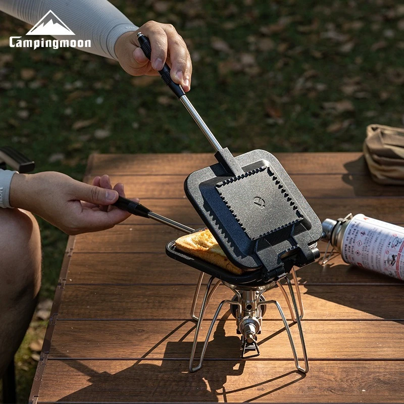 CAMPINGMOON BKTT-1315 Doppelseitiger, antihaftbeschichteter Brot-Sandwich-Grill, vielseitiges Camping-Frühstücks-Sandwich-Pfanne-Backblech Image