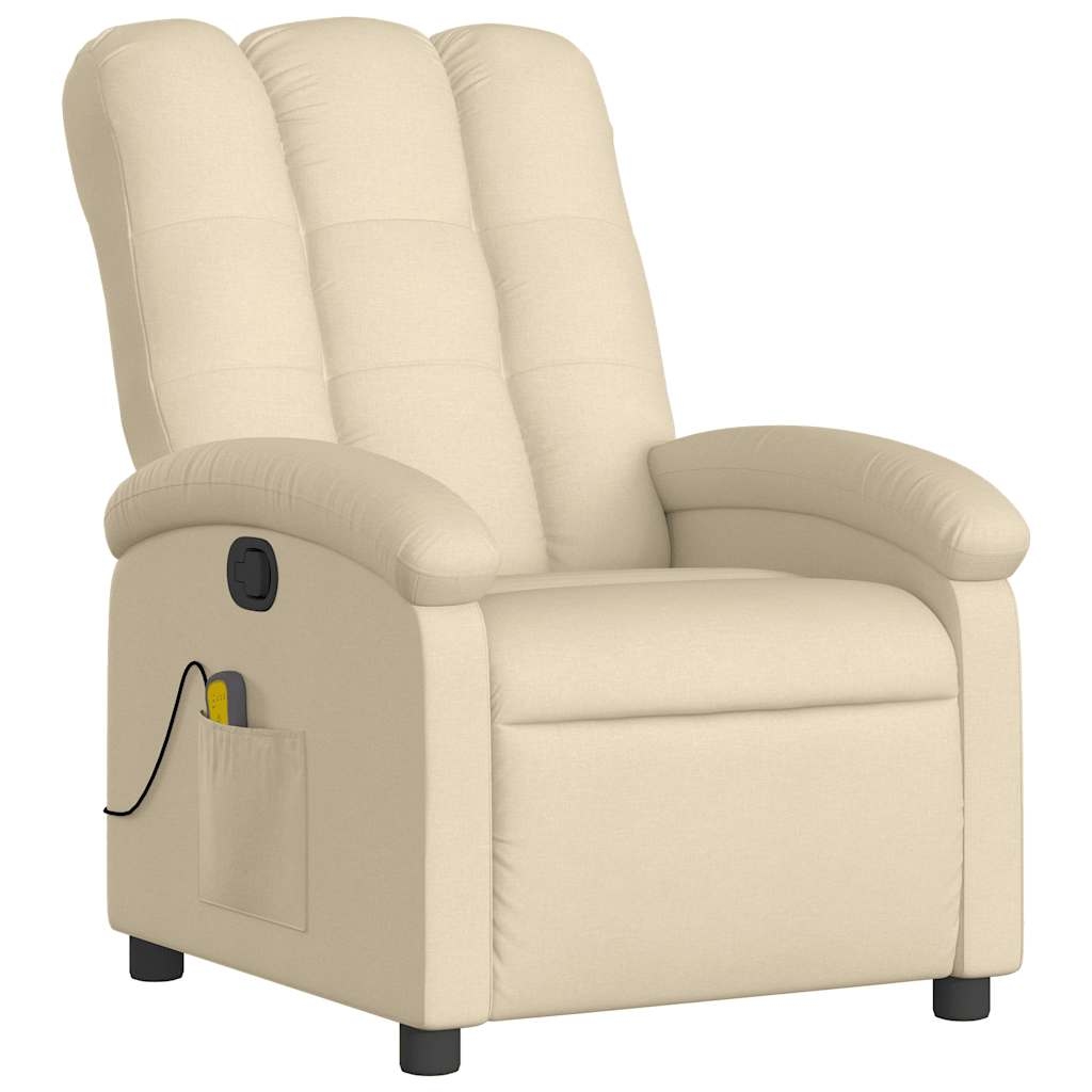 vidaXL Massage-Relaxsessel, cremefarbener Stoff Image