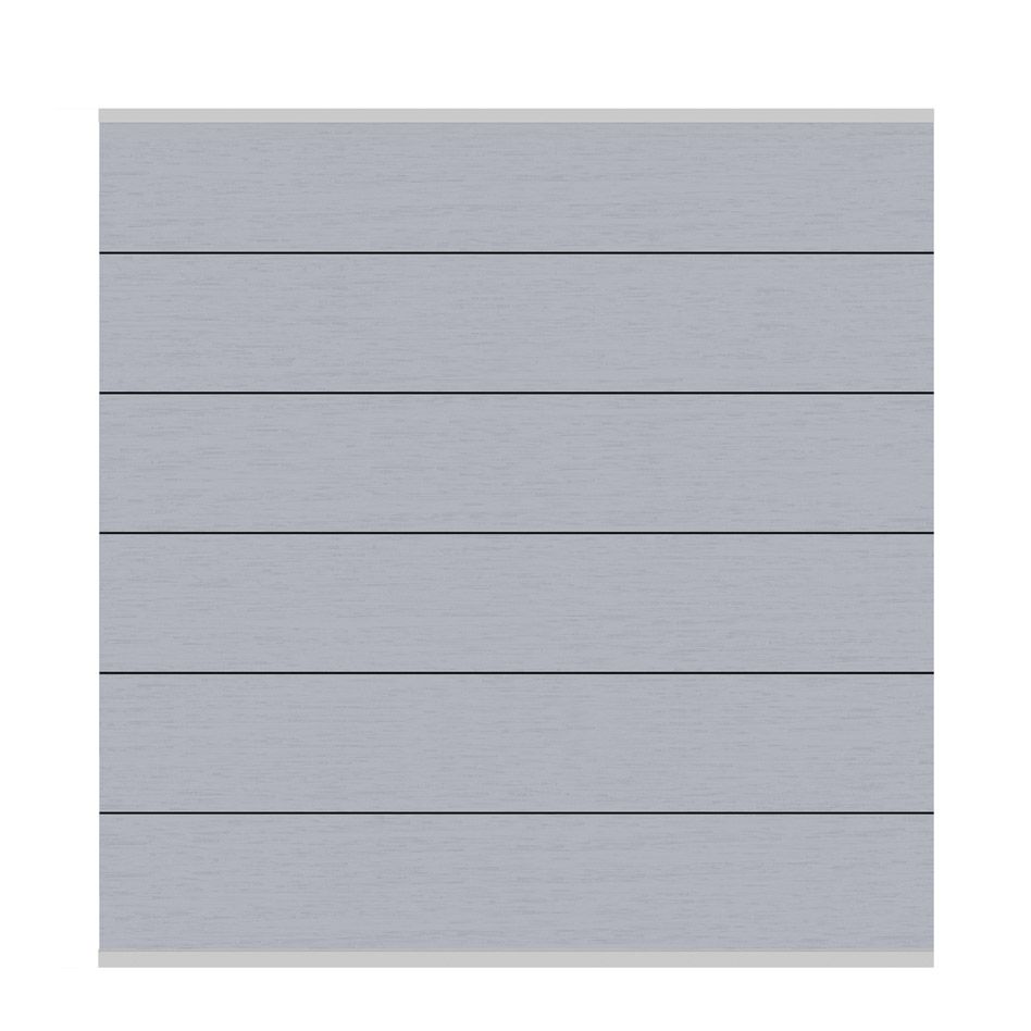 TraumGarten Rundum-Sorglos-Paket System WPC XL grau Leiste silber Sichtschutz Steckzaun Lamellenzaun, 2 Ecken, 45,32 m,Basicpfosten,Einbetonieren,silber