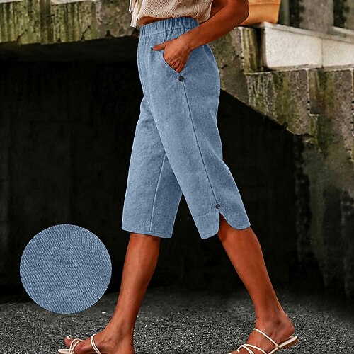 jeans da donna pantaloni capri in denim vacanza capri basic vita alta comodi comodi anelastici vacanza formale abbigliamento quotidiano nero blu navy azzurro cielo estate primavera vestibilità regolare