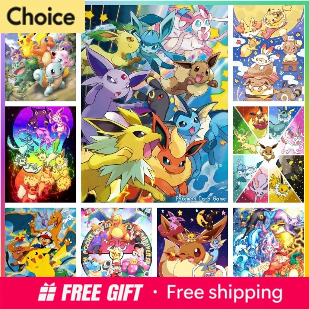 2026 Pokemon Anime Japanisches Diamant-Gemälde Stickerei Vollständige Kreativgestaltung Handwerk Kreuzstich 5D DIY Kunst Mosaik Heimdekoration Neu 202 Image