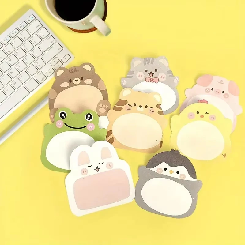 8 Stück Cartoon Kleine Tiere Spezialform Haftnotizen Büro Einfache Form Kreative Haftnotizen Niedliche Bunte Notizblöcke Image