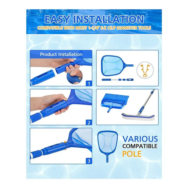 Épuisette de piscine T22C, pour poteau de 1-1/4 pouces, épuisette de piscine pour nettoyer les piscines, les spas, les étangs et les piscines gonflables pour enfants B