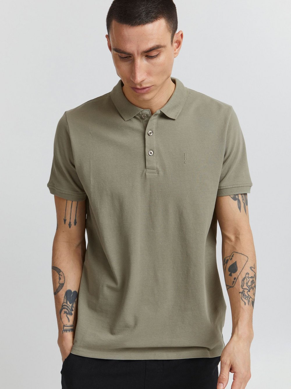 Solid Poloshirt Herren grün, M Image
