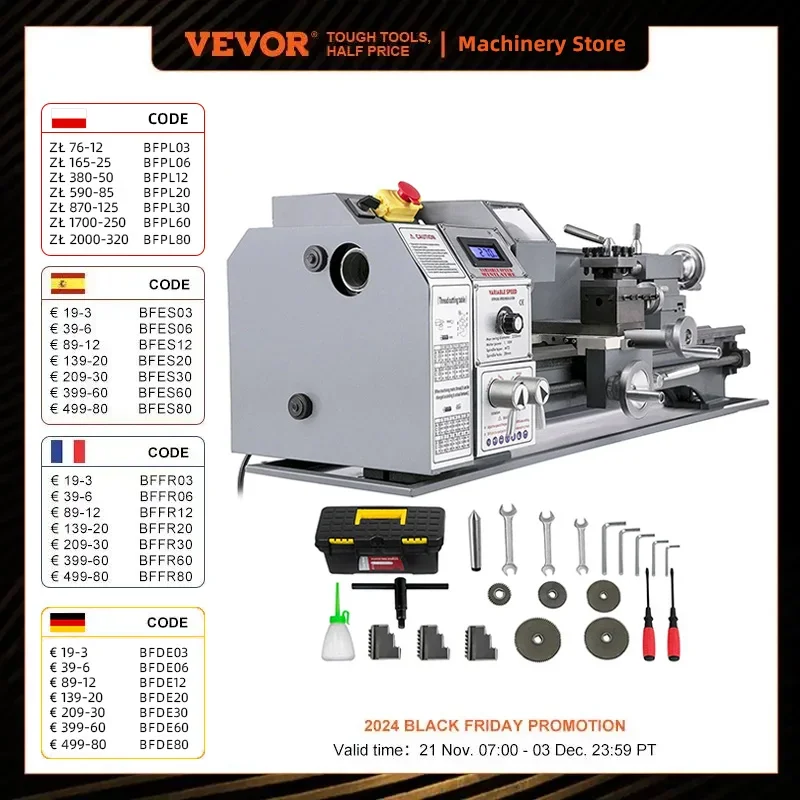 VEVOR Pro Beinstrecker 220LBS Beinstreckmaschine Mini-Metalldrehmaschine Variabler Großer Schwenkbereich 220V für Metallbearbeitung Gewindeschneiden Image