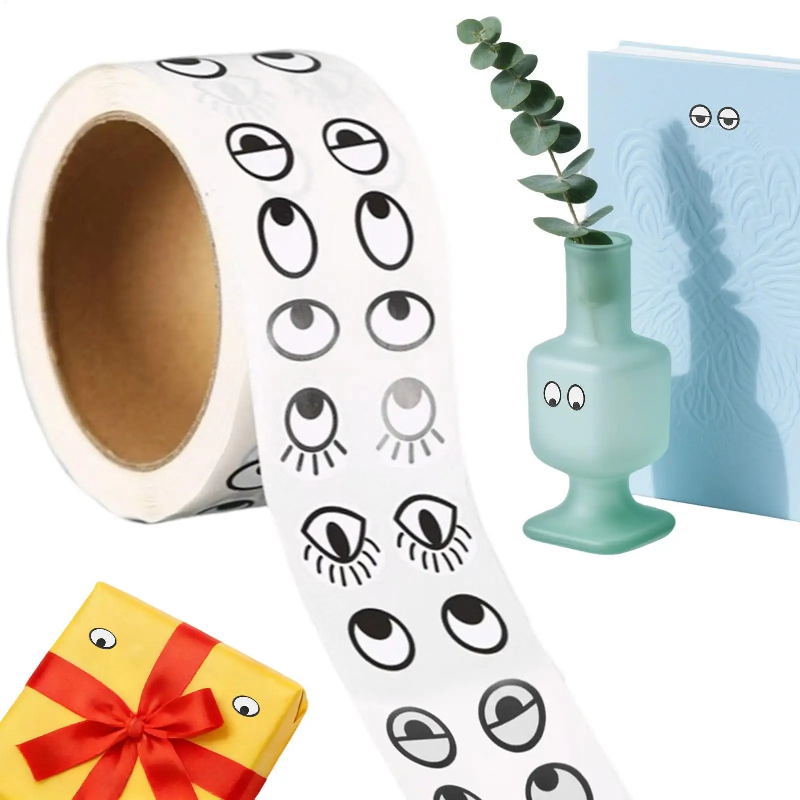 1 Rolle 1000 Stück Augen-Aufkleber Cartoon-Sticker Niedliche Selbstklebende Aufkleber für Kinder Party Heim Basteln Belohnungen Laptop Wasserflasche Image